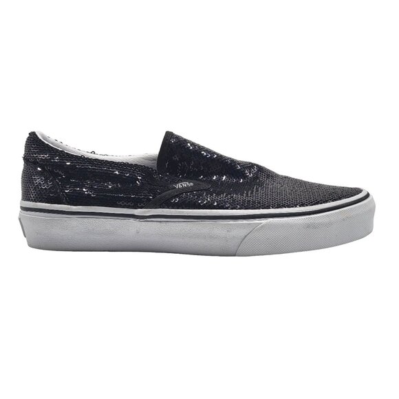 Vans‎ Sequin Slip On Black Sneakers Shoes Size 6 - Picture 1 of 7